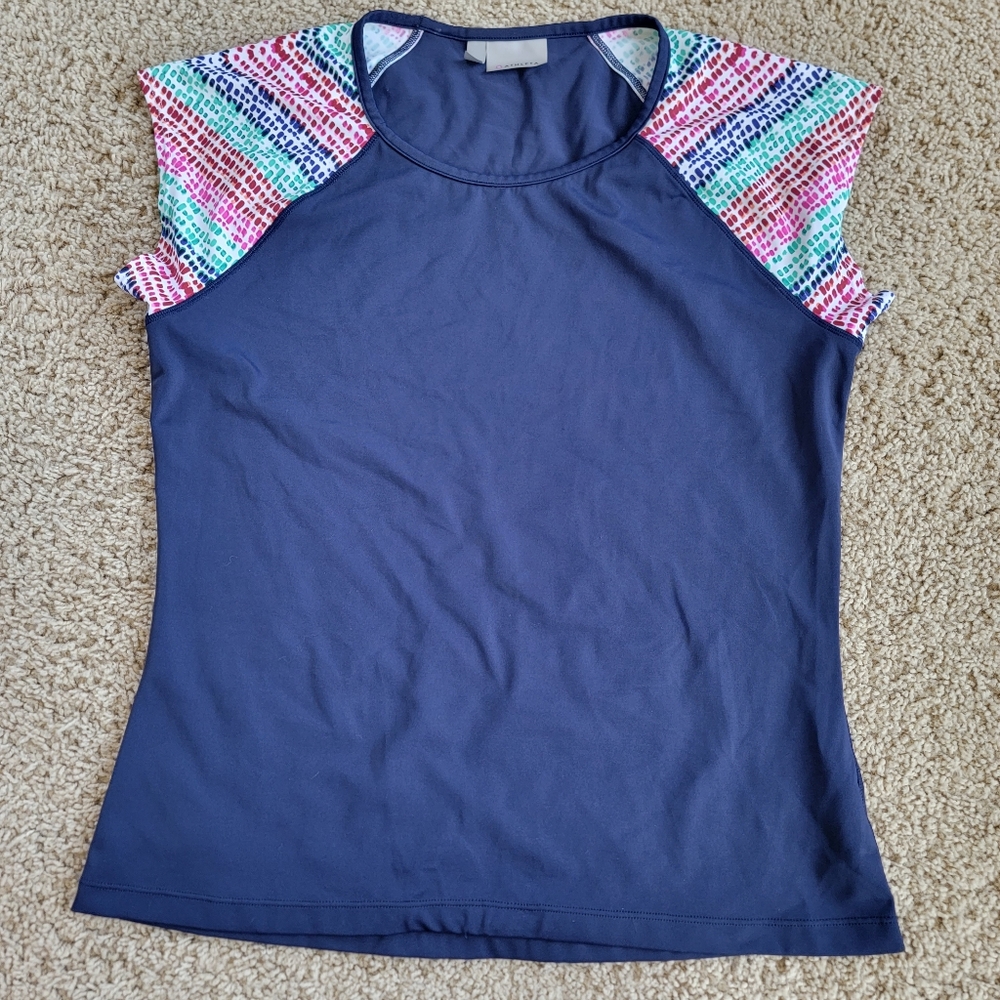 Athleta Top - L - Patterned Raglan Sleeve, Quick Dry - EUC!